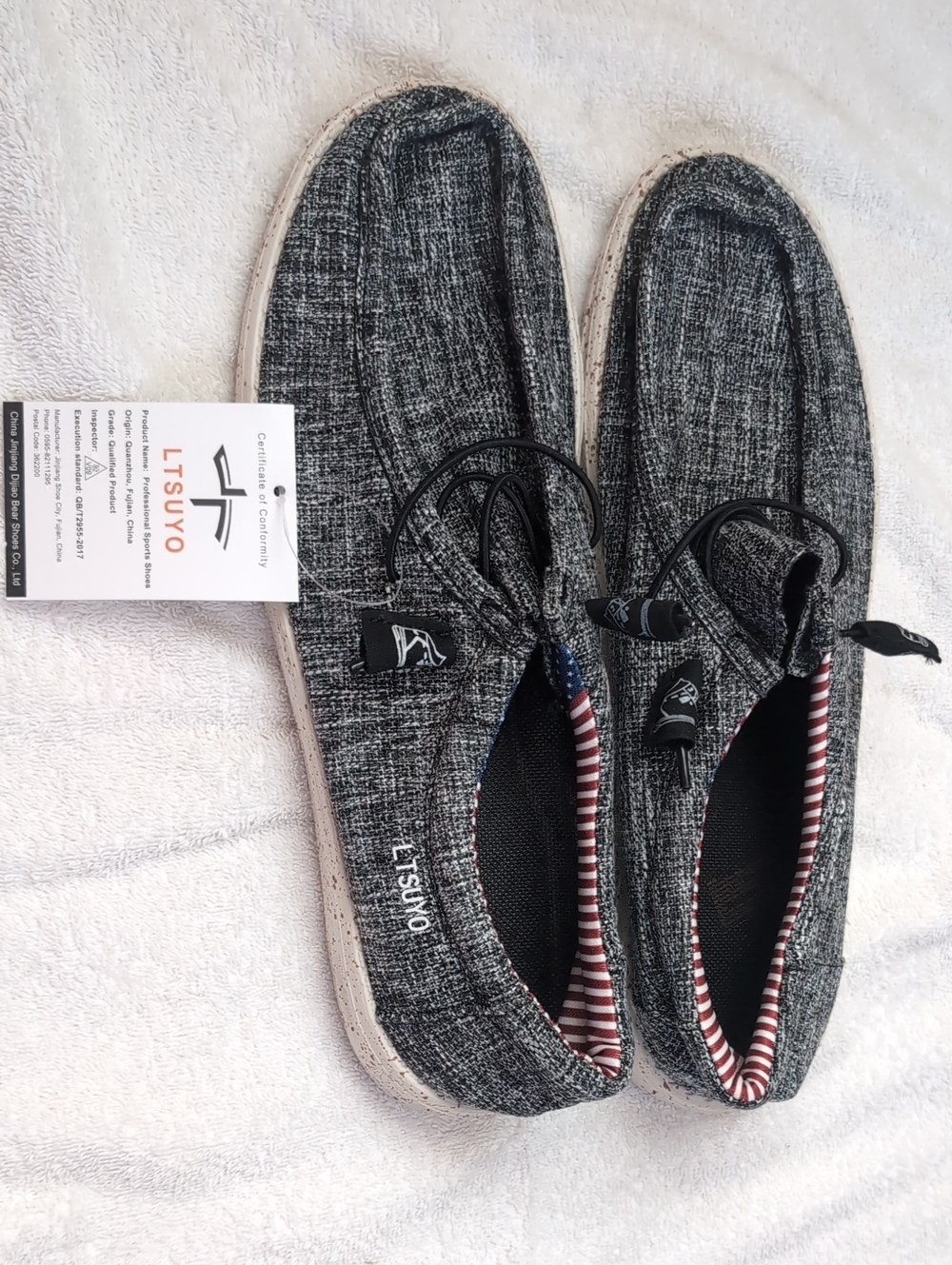 Men's Gray Slip-On Loafers with Elastic Laces NWT